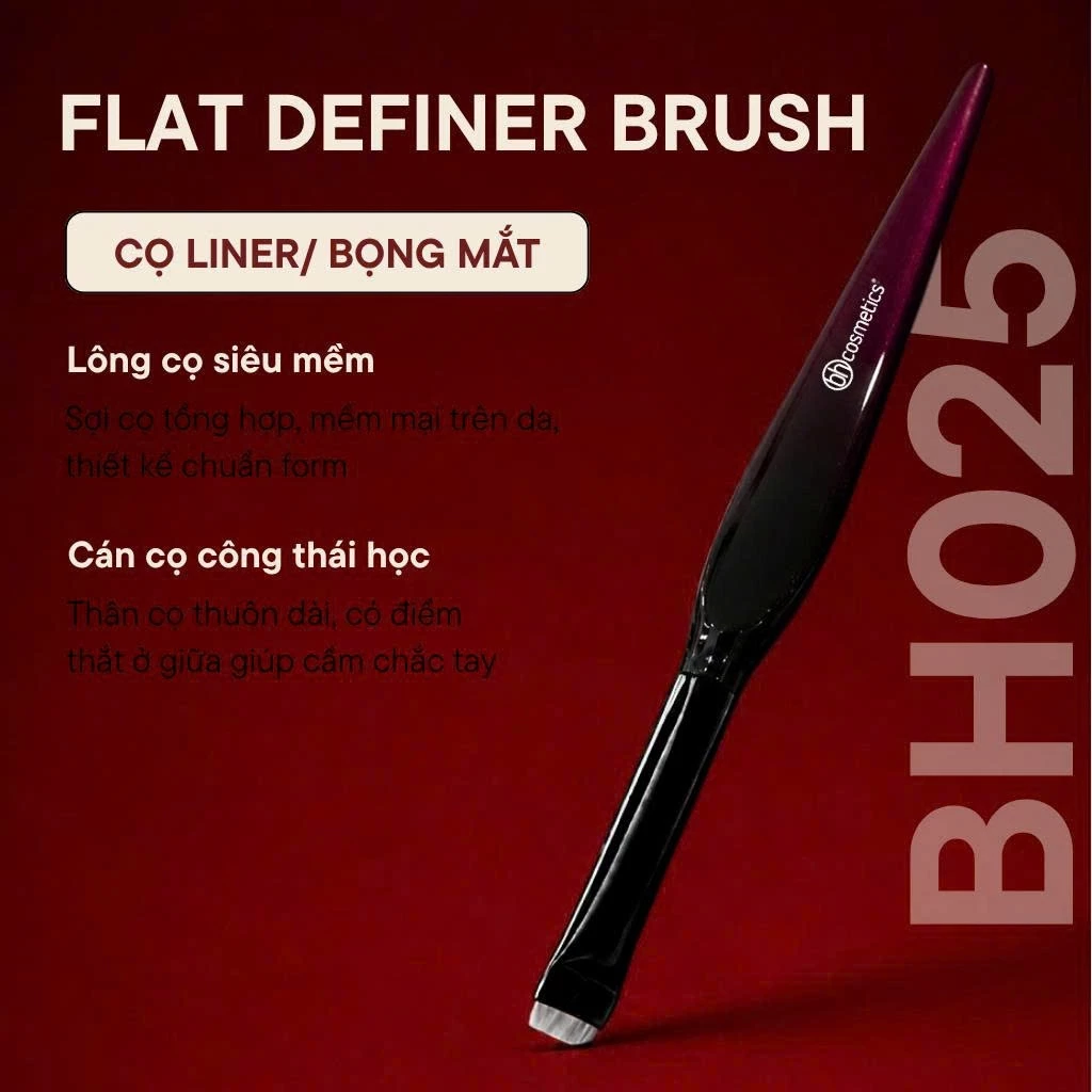 Cọ Tém Mày - Cọ Kẻ Liner Đầu Ngang Mảnh BH Cosmetics Flat Definer Brush BH025